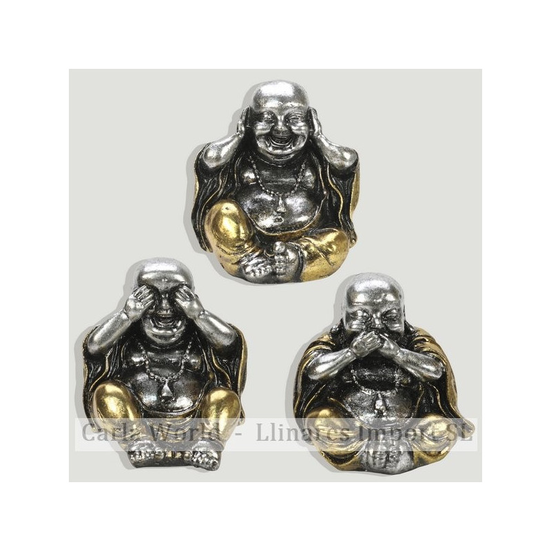 Set de 3 Budas plateados NO OIR. NO VER, NO HABLAR Set de 3 Budas plateados NO OIR. NO VER, NO HABLAR