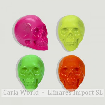 Calavera mini. Resina colores fluorescentes surtidos. 8x6cm