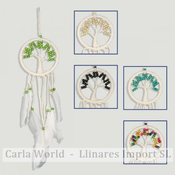 Dreamcatcher macramé Árbol Vida. Colores surtidos. 12cm