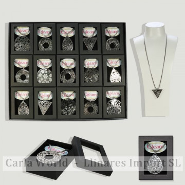 GLEAM FASHION. Colgante acero con cristalitos interior. Cadena regalo