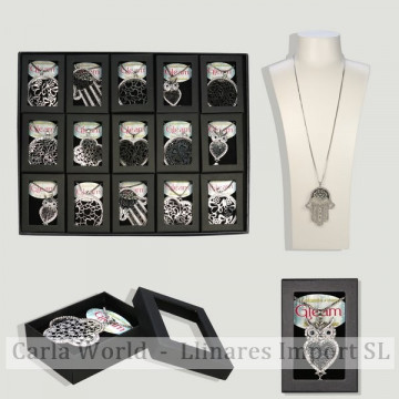 GLEAM FASHION. Colgante acero con cristalitos alrededor. Cadena regalo