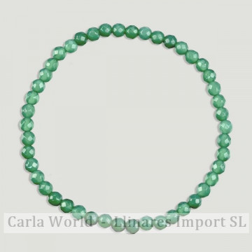 Pulsera elástica bola facetada Ágata Verde 4mm