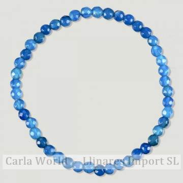 Pulsera elástica bola facetada Ágata Azul 4mm