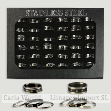 Anillos acero 3 aros con 3 circonitas