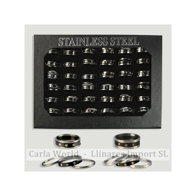 Anillos acero 3 aros con 3 circonitas Anillos acero 3 aros con 3 circonitas