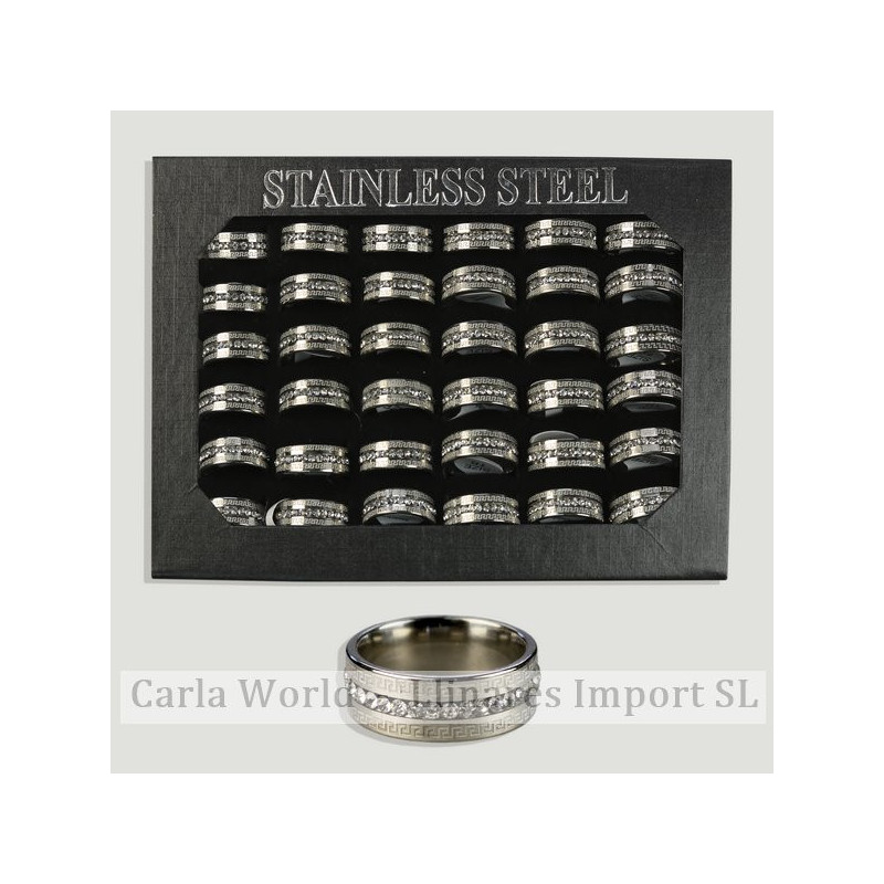 Anillos acero cenefas 1 fila circonitas Anillos acero cenefas 1 fila circonitas