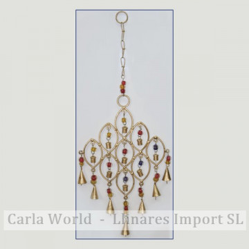 Móvil hierro figuras ovales con campanas 55x23cm