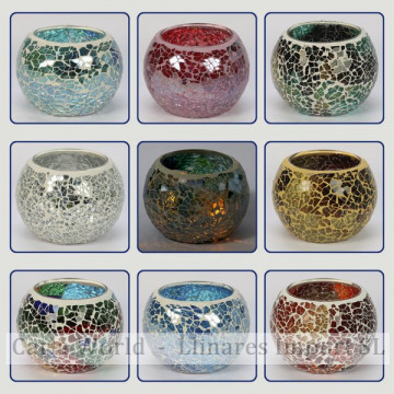 Portavelas mosaico multicolor 8,5x8,5x6cm