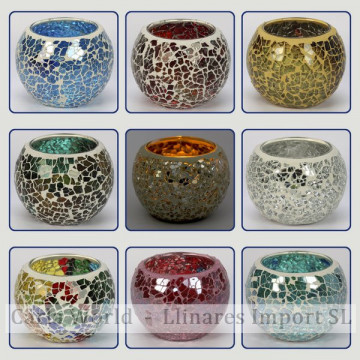Portavelas mosaico 6,5x6,5x5,5cm