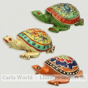 Tortuga madera con henna. Colores surtidos. 8cm