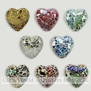 Corazón mosaico. Colores surtidos. 6x6x3,5cm