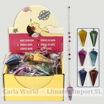 AGATE PENDULUMM. Péndulo ágata con cadena. Colores surtidos