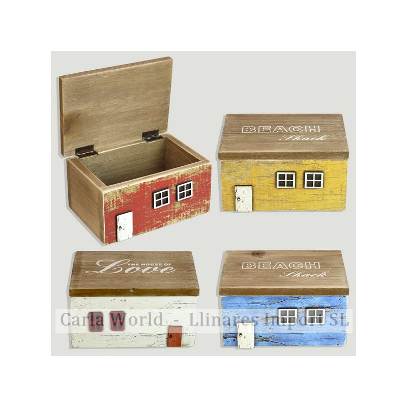 Caja madera casa. Colores surtidos. 15X8x10cm Caja madera casa. Colores surtidos. 15X8x10cm