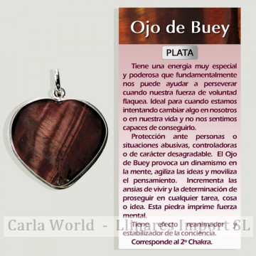 OJO BUEY. Colgante Plata Corazón con bisel