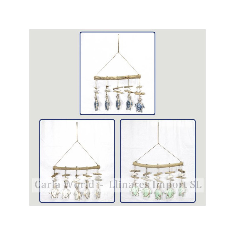 Horizontal wood mobile 5 turtles tronquitos. Assorted colors.35x60cm Horizontal wood mobile 5 turtles tronquitos. Assorted colors.35x60cm