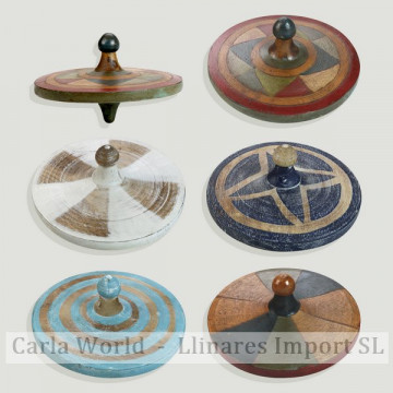 Wooden spinning top. Assorted colors. 20x12cm
