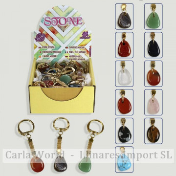 STONE. Gold keychains rolled mineral assortment