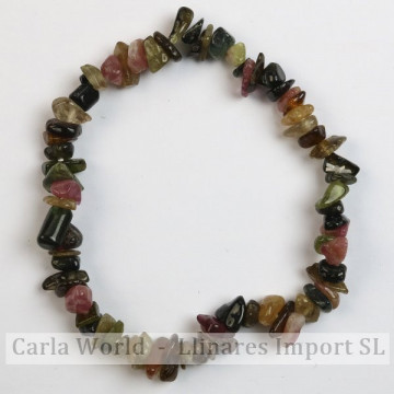 Elastic chip bracelet. Multi-colored tourmaline