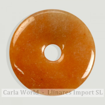 Donut pendant. 30mm Calcite orange