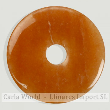 Donut pendant. 40mm Calcite orange