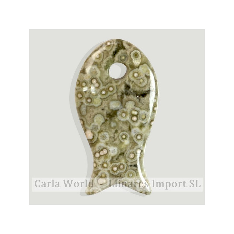 Colgante pez. 15x28mm. Jaspe Océano Colgante pez. 15x28mm. Jaspe Océano