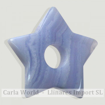 Pendant star central hole. 25mm Chalcedony