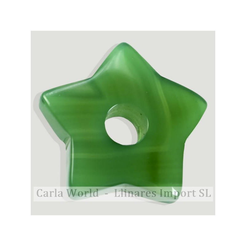 Pendentif étoile trou central. 25mm Agate Verte Pendentif étoile trou central. 25mm Agate Verte