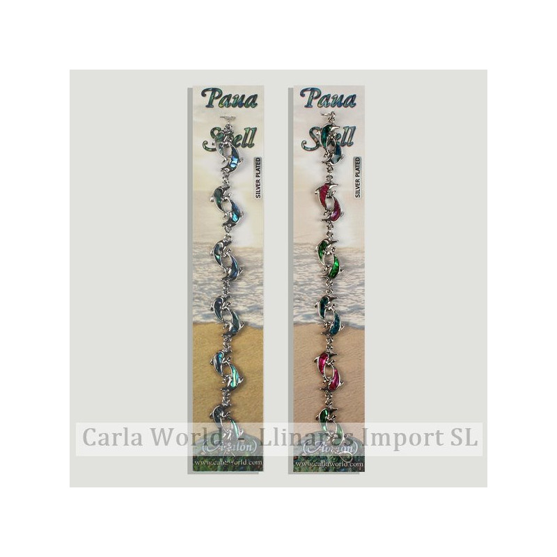 Hook 26 - Abalone bracelet with metal clasp. Two models: assorted dolphins. Hook 26 - Abalone bracelet with metal clasp. Two models: assorted dolphins.