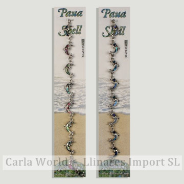 Gancho 28 – Pulsera Abalón con cierre metálico. Dos modelos: delfín surtidos.