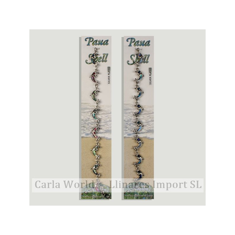 Hook 28 - Abalone bracelet with metal clasp. Two models: assorted dolphin. Hook 28 - Abalone bracelet with metal clasp. Two models: assorted dolphin.