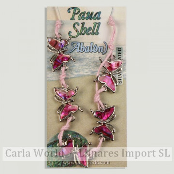 Hook 49 - Abalone pink bracelet, with cord and metal clasp. Model: butterfly