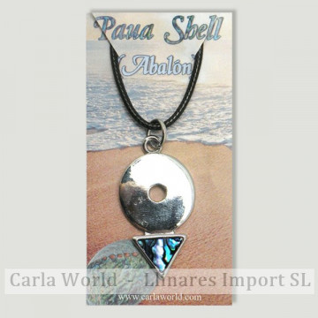 Hook 56 - Abalone pendant with cord. Model: symbol man.