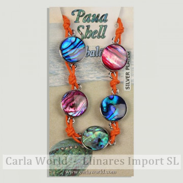 Hook 58 - Abalone bracelet colors, with cord and metal clasp. Model: circular.