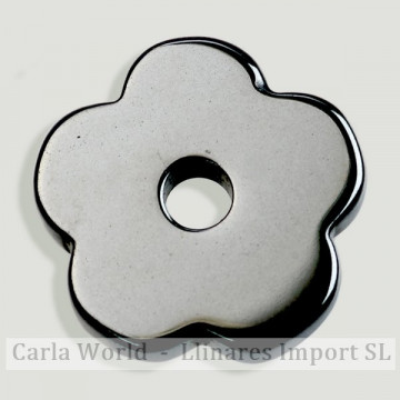 Colgante Flor. 25mm. Hematite