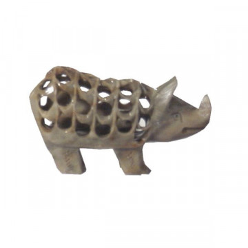Soapstone carved rhino 8 cm