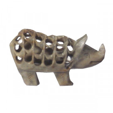 Soapstone carved rhino 13 cm