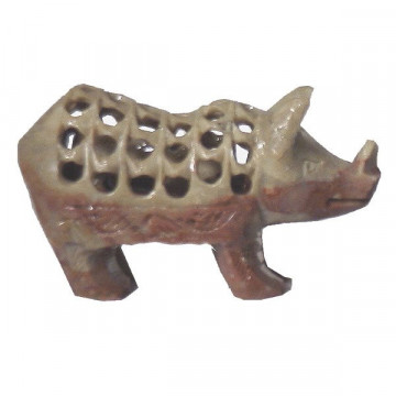 Soapstone carved rhino 15 cm