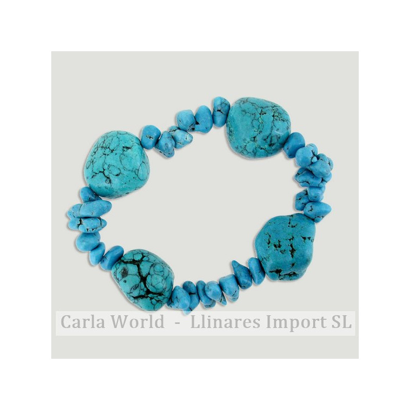 Pulsera rodado y chip Turquenita Pulsera rodado y chip Turquenita