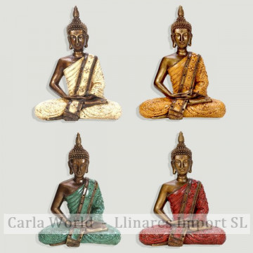 Bouddha thailanda en résine. Couleurs assorties 28cm