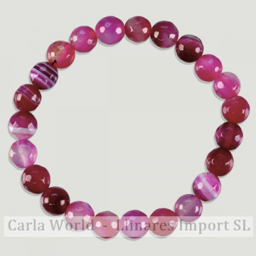 AGATE BANDED PINK.Mineral faceted bracelet.8mm.