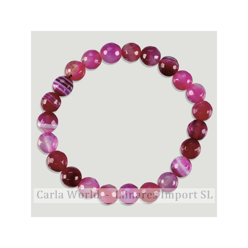 AGATE BANDED PINK.Mineral faceted bracelet.8mm. AGATE BANDED PINK.Mineral faceted bracelet.8mm.