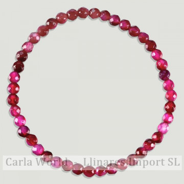 ÁGATA ROSA. Pulsera mineral bola facetada. 4mm.