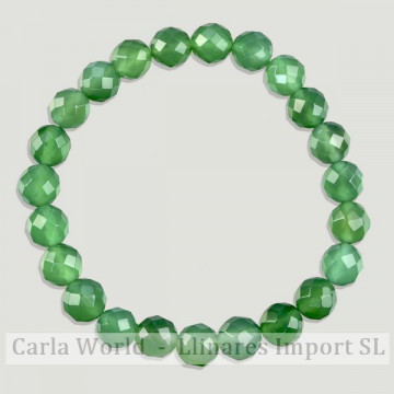 ÁGATA VERDE. Pulsera mineral bola facetada. 8mm.