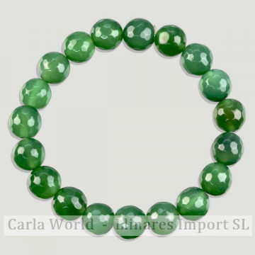 GREEN AGATE.Mineral faceted bracelet. 10mm.
