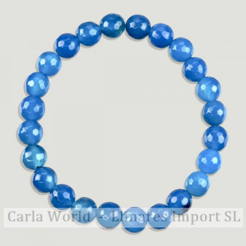 AGATE BLUE. Mineral faceted bracelet. 8mm.