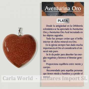 AVENTURINA ORO. Corazón. Colgante Plata