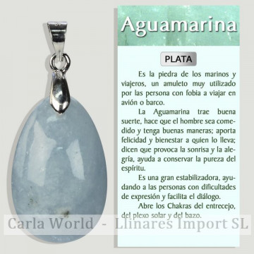 Aquamarine. Silver pendant....