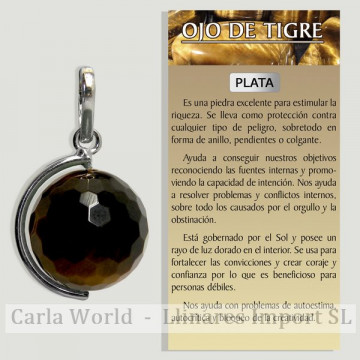 OJO de TIGRE. Colgante en PLATA. Modelo meridiano con bola