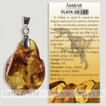 AMBRE. Pendentif en argent