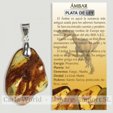 AMBRE. Pendentif ARGENT